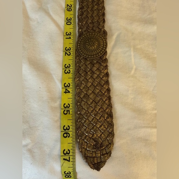 Vintage Boho Wide Stretch Belt Gold Medallion Disc Braided Waist Belt Statement - Picture 7 of 8